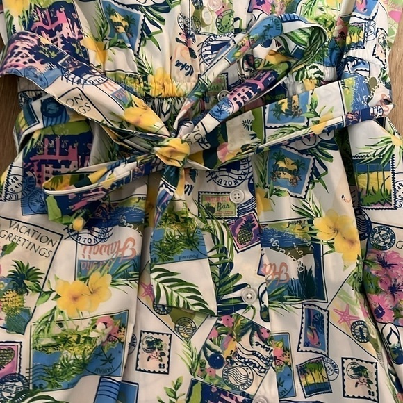 Gorgeous Vintage Look Button Down Collared Short Sleeve Travel Dress Medium - Picture 3 of 9